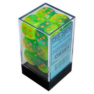 Gemini 26670 16mm d6 Plasma Luminary Green-Teal/orange (12) Dice