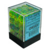 CHX26870a Chessex 26870 Gemini 12mm d6 Plasma Luminary Green-Teal/orange (36) Dice