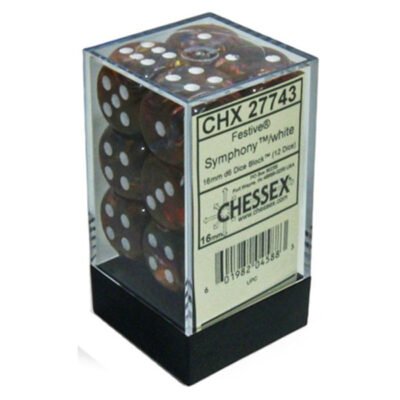 Chessex 27743 d6Cube 16mm Festive Symphony/white (12) Dice