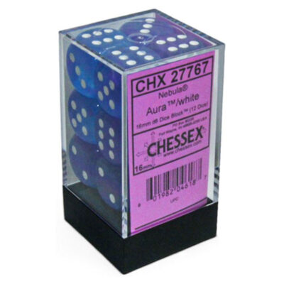 CHX27767a Chessex 27767 d6Cube 16mm Nebula Luminary Aura/white (12)