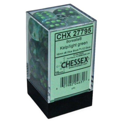 CHX27795a Chessex 27795 d6Cube 16mm Borealis Luminary Kelp/light green (12) Dice