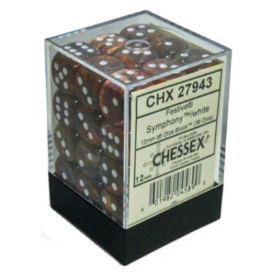 chx27943a Chessex 27943 d6Cube 12mm Festive Symphony/white (36) Dice