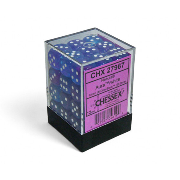 Chessex 27967 d6Cube 12mm Nebula Luminary Aura/white (36) Dice